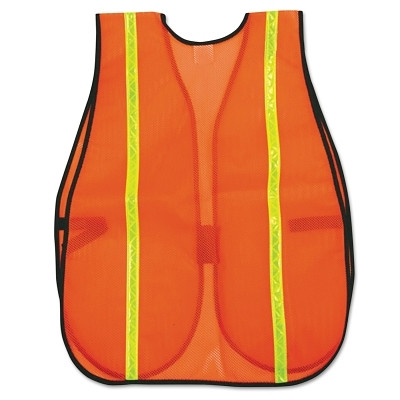 MCR Safety V211R General Purpose Safety Vest, One Size Fits Most, Orange w/ Lime Stripes