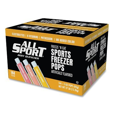 ALL SPORT 10121517 BODY QUENCHER Sports Freezer Pop, Regular, No Added Color, 3 oz, Tube, Assorted Tropical Flavors