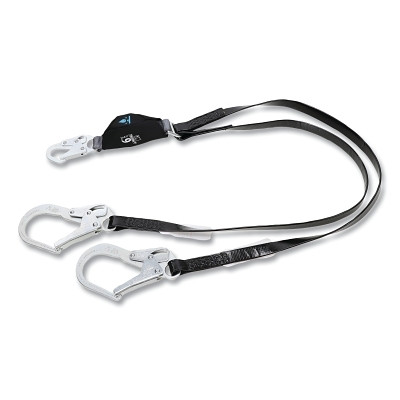 MSA 10207252 V-SERIES Anti-Corrosion Safety Lanyard, Coated Web, 6 ft, Small SS Snaphooks, Twin, 310 lb