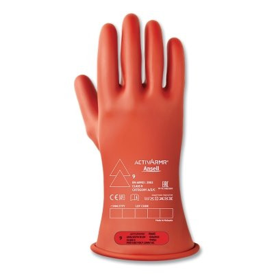 ActivArmr 114266 RIG Electrical Insulating Gloves, 11 in L, Class 0, Size 9, Red
