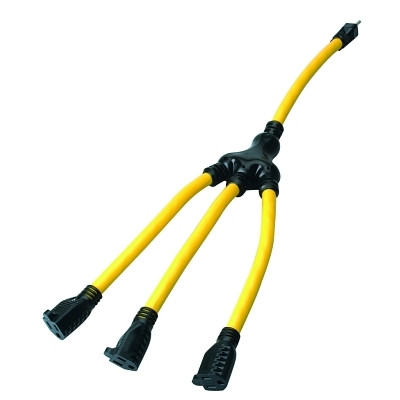 Southwire 090198802 Adapters, W-Adapter, 3 Outlets, 5 in, Yellow