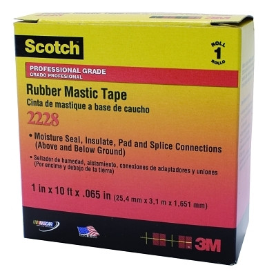Scotch 7000005986 Rubber Mastic Tapes 2228, 2 in x 10 ft, 65 mil, Black