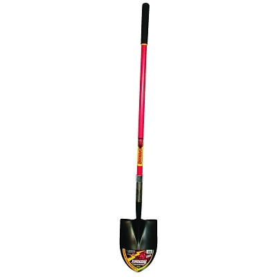 RAZOR-BACK 45013 Round Point Digging Shovel, 9.5 in W x 12 in L Blade, 48 in L Straight Fiberglass Handle w/Cushion End-Grip, Closed-Back