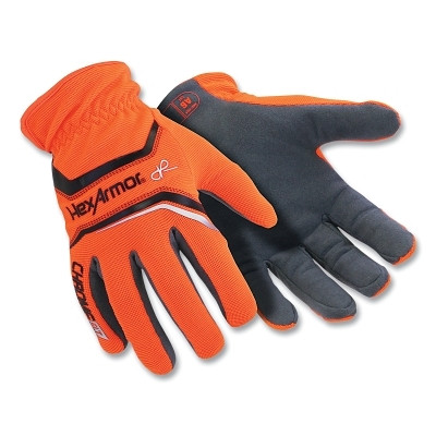 HexArmor 4072-XXL Chrome SLT Lightweight Leather Palm Cut-Resistant Gloves, 4072, A6 Cut, 2X-Large, Black/Hi-vis Orange