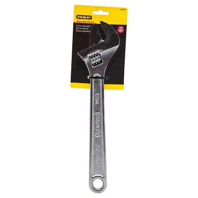 Stanley 87473 Adjustable Wrench, 12 in OAL, 1-3/8 in Opening, Chrome