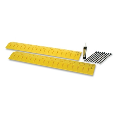 EAGLE 1793 Speed Bump-Cable Protector, Dual Channel, HDPE, 10 in W x 108 in L x 2 in H, Yellow, Includes Anchor Kit