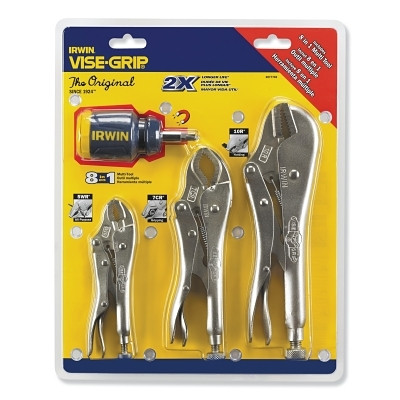 Irwin 2077703 The Original 3 Pc. Locking Pliers Set with 8-in-1 Screwdriver, Alloy Steel