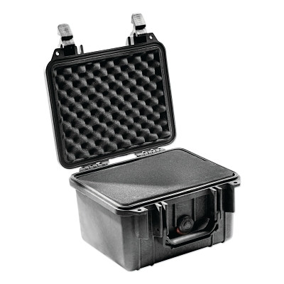 Pelican 1300000110 Protector Case, 0.23 ft, 10.7 in L x 9.76 in W x 6.89 in D, Black, with Foam