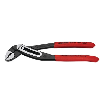 KNIPEX 8801180 Alligator Pliers, 7-1/4 in OAL, V-Jaws, 9 Adjustments, Serrated
