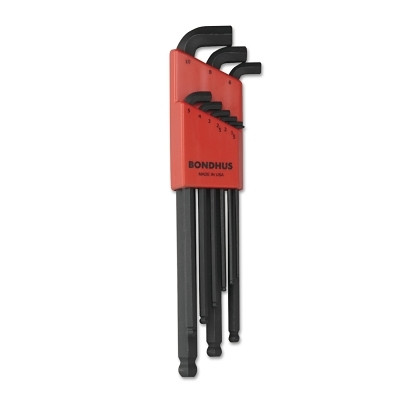 Bondhus 16599 Balldriver Stubby L-Wrench Key Sets, 9 per set, Hex Ball Tip, Metric