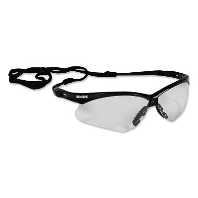 KleenGuard 25676 V30 Nemesis Safety Glasses, Clear, Polycarbonate Lens, Uncoated, Black Frame/Temples, Nylon