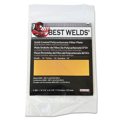 Best Welds 93211010 Gold Coated Filter Plate, Gold/10, 4-1/2 in x 5-1/4 in, Polycarbonate