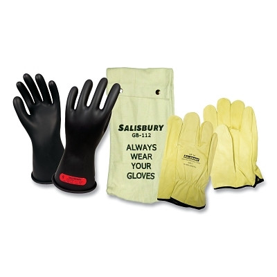 Honeywell Salisbury GK011B/8 Insulating Lineman Gloves Kit, Natural Rubber, Size 08, Black