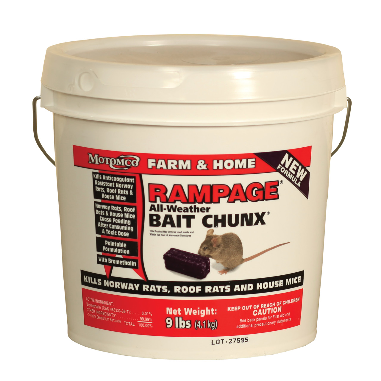 Rampage® Rat & Mouse Bait Chunk, 9 lb, Pail, Chunx