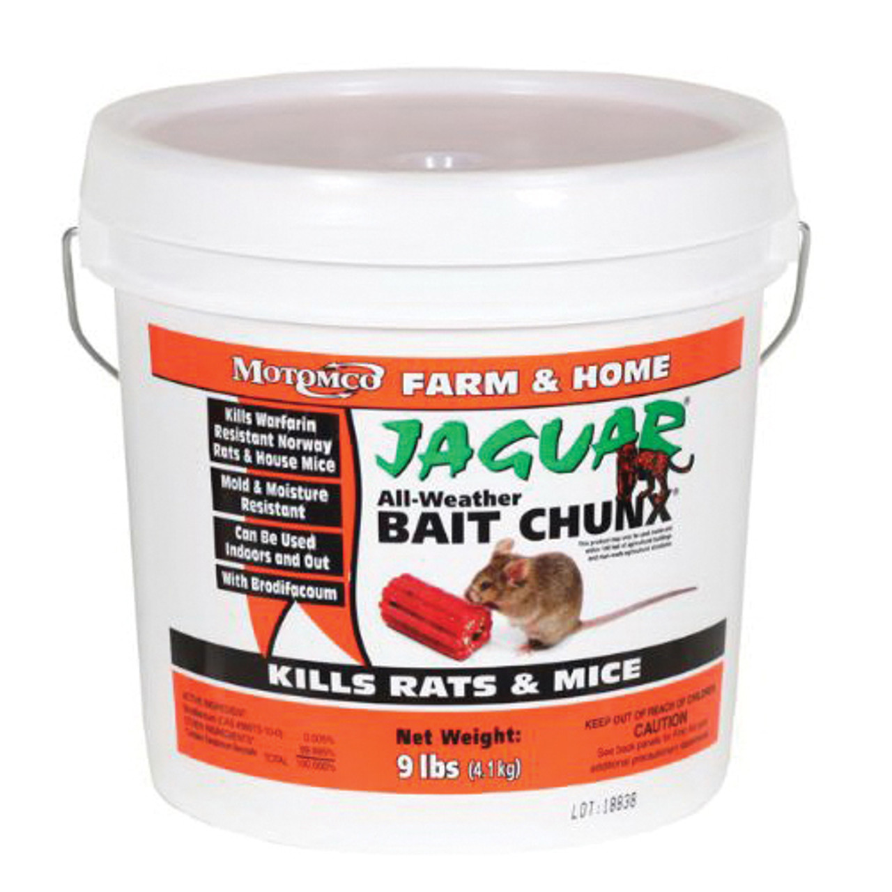 Jaguar® Rat and Mouse Bait, 9.044 lb, Pail, Chunx