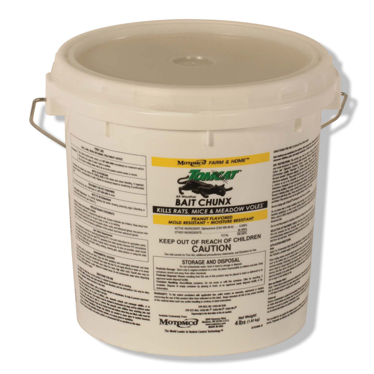 Tomcat® Rat and Mouse Bait, 4.062 lb, Pail, Chunx