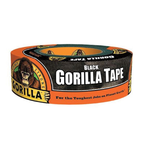 Gorilla® Gorilla Tape, 35 yd L x 2 in W x 17 mil THK, Cloth, Black