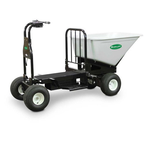 Overland Electric Ride On Cart Wheelbarrow With 10 cu-ft Utility Hopper and 15 in Turf Tires, 10 cu-ft Volume, 88 in L