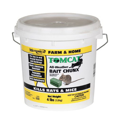Tomcat® Rat and Mouse Bait, 4.062 lb, Pail, Chunx