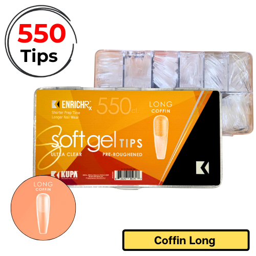 Soft Gel Tips 550 Count - Long Coffin