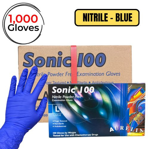 nitrile, glove, powder free, blue, aurelia, Sonic