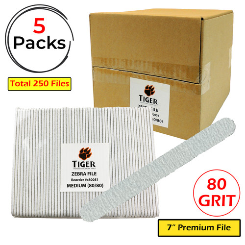 7" Premium Zebra File [Regular 80 Grit] – (250 Pcs./Case)