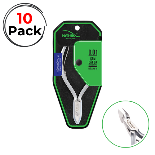Nghia Stainless Steel Cuticle Nippers - D01- (Size #16) [10-pack]