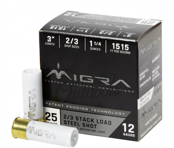 Migra Stack Load Steel 12GA 3" 2/4 Stacked 1 1/4oz ,FPS 1515, 25RD Per Box