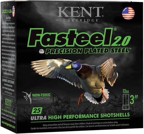 Kent K123FS36-2 Waterfowl Faststeel  Precision Plated Steel 12GA 3", 1 1/4oz. 1500fps, #2, 25RD, 656308111629