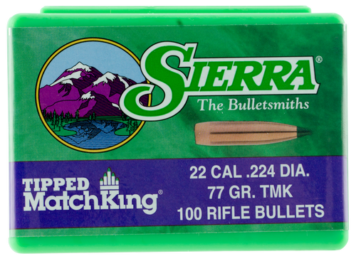 Sierra Tipped Match King .22 cal .224"77 GR 100CT Per Box