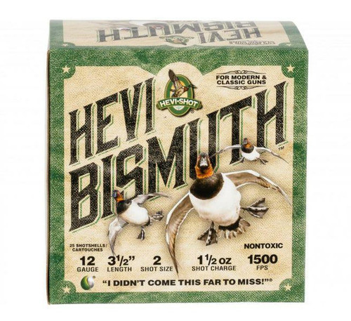 Hevi Shot HS14502 Hevi Bismuth Waterfowl 12GA, , 3 1/2", #2, 1 1/2oz, 1500FPS, 25RD Per Box  816383002261