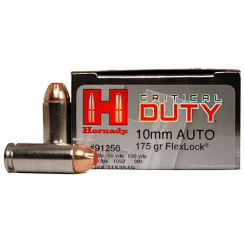 Hornady 91256 Critical Duty 10mm Auto, 175GR, FlexLock,20RD Per Box 090255912562