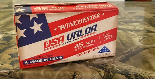 Winchester USAV45A, USA Valor 45 Auto, FMJ, 230GR, 100RD Per Box