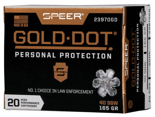 Speer 23970GD 40 S&W, 165GR, GDHP, Personal Protection, 20RD Per Box  604544647297