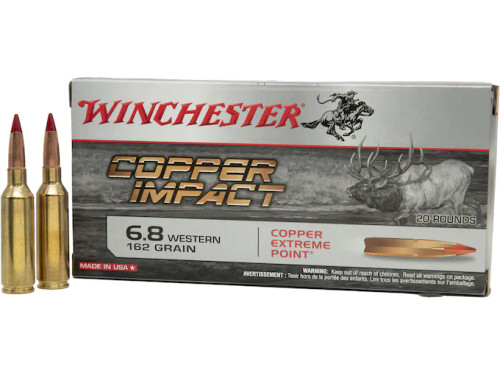 Winchester X68WLF Big Game Copper Impact 6.8 Western, 162GR, Copper Extreme Point, 20RD Per Box