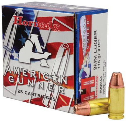 Hornady 90244 9mm Luger,  American Gunner, 115GR, XTP, 25RD Per Box, 090255902440