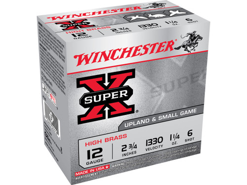 Winchester X126, 12GA High Brass, 2 3/4", 1 1/4oz, 1330FPS, #6, 25RD Per Box 020892000186