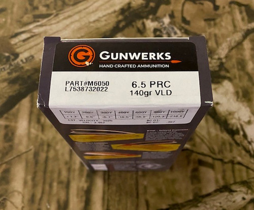 GUNWERKS M6050 6.5 PRC, 140GR, VLD, 20RD Per Box, 007538732022