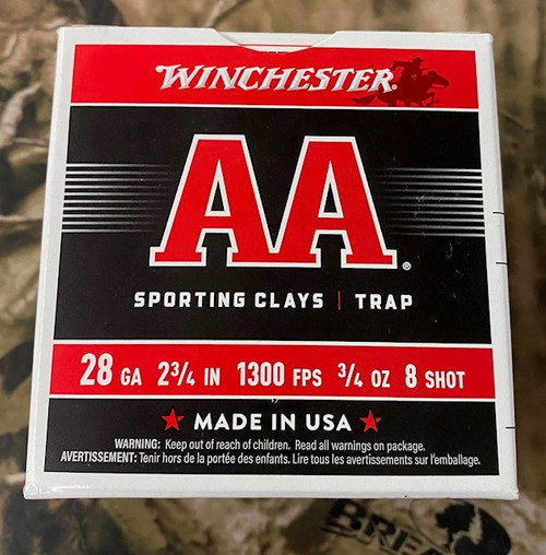 Winchester AASC288 28GA Super Sporting Clays, 2 3/4", 3/4oz, 1300FPS, #8, 25RD Per Box 020892025561