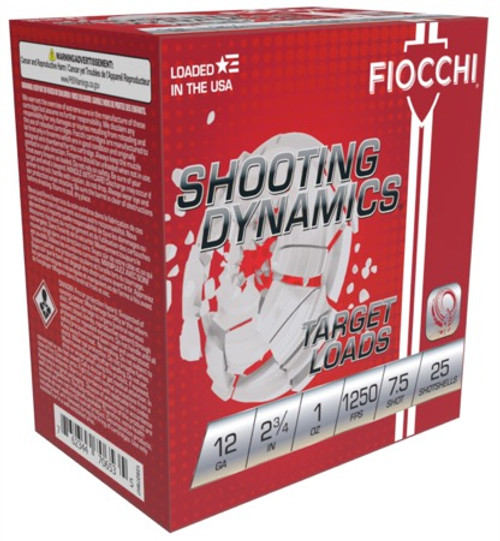 Fiocchi 12SD1X75 Shooting Dynamics 12GA, 2 3/4", 1oz, 1250FPS, #7.5, 25RD Per Box  762344711355