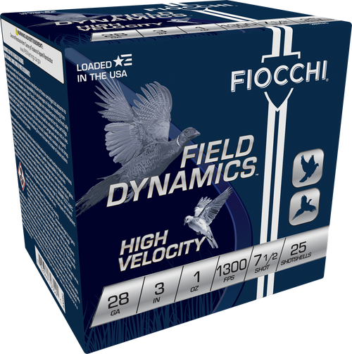 Fiocchi 283HV75 Field Dynamics High Velocity 28GA, 3", 1oz, 1300FPS, #7.5, 25RD Per Box  762344707983