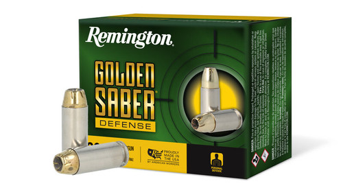 Remington R21369 10mm Golden Saber Defense, 180GR, BJHP, 1160FPS, 20RD Per Box, 047700660509