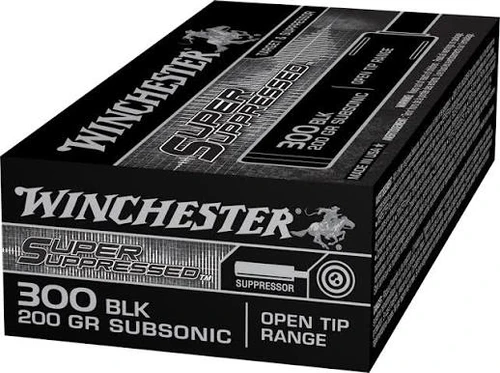 Winchester SUP300BLK Super Suppressed 300 Blackout, 200GR, Open Tip Subsonic, 20RD, Per Box, 020892224483