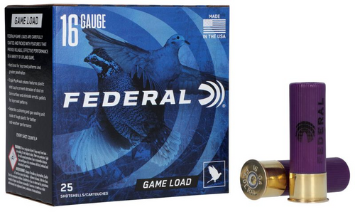 Federal H160 6 Game Load 16GA, 2 3/4", 1 oz, 1165FPS, #7.5, 25RD Per Box, 029465050771