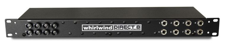 The DIRECT 8 combines features found on eight of our DIRECTOR® direct boxes in one single space rack unit. Perfect for converting unbalanced signals from multiple instruments, keys, acoustic guitar preamps, CD and tape players, computer sound cards, etc.