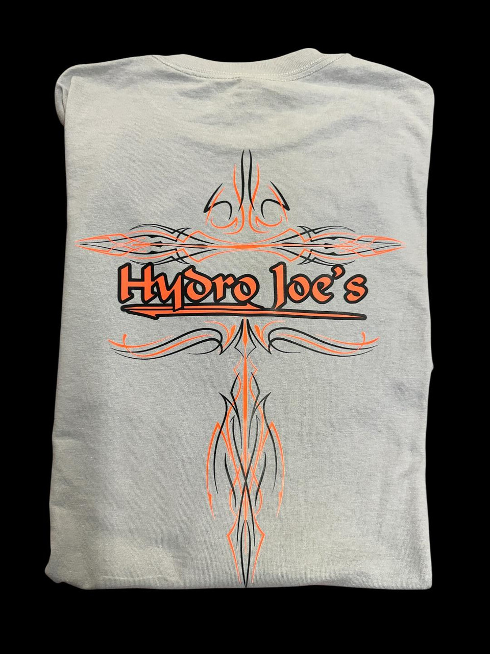 Hydro Joes Gray Shirt with Orange and Black Design