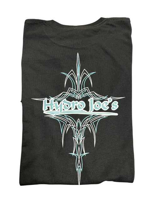Hydro Joes Black Shirt with Aqua and White Design