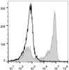 C57BL/6 murine bone marrow cells are stained with PerCP/Cyanine5.5 Anti-Mouse/Human CD11b Antibody[Used at .5 μg/1<sup>6</sup> cells dilution](filled gray histogram). Unstained bone marrow cells (empty black histogram) are used as control.