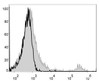 Mouse splenocytes are stained with PE Anti-Mouse CD8a Antibody[Used at .2 μg/1<sup>6</sup> cells dilution](filled gray histogram). Unstained splenocytes (blank black histogram) are used as control.