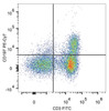 Human peripheral blood lymphocytes are stained with PE/Cyanine7 Anti-Human CD197 Antibody and FITC Anti-Human CD3 Antibody.